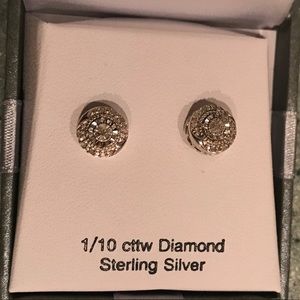 1/10 Diamond Sterling Silver Stud Earrings